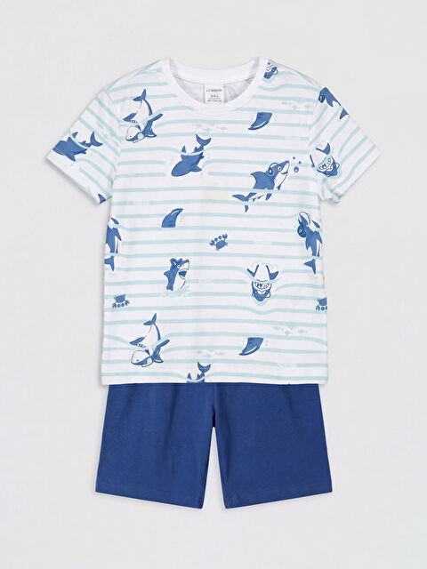 LCW Kids Bisiklet Yaka Erkek Çocuk Şortlu Pijama Takımı