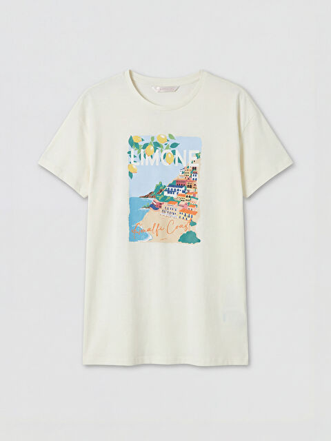 LCW DREAM Bisiklet Yaka Baskılı Kadın Gecelik