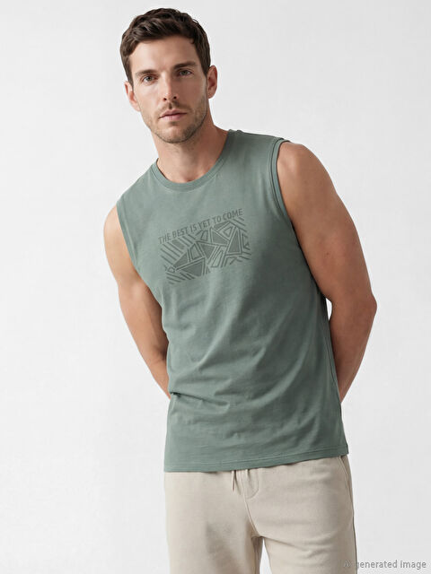 LCWAIKIKI Classic Bisiklet Yaka Baskılı Penye Erkek Kolsuz Tişört - S6HA36Z8-1WC