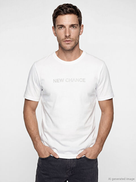 LCWAIKIKI Classic Bisiklet Yaka Baskılı Erkek Penye Tişört - S6HA41Z8-Q6K