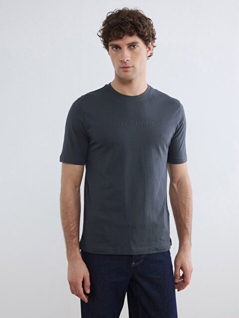 LCWAIKIKI Classic Bisiklet Yaka Baskılı Erkek Penye Tişört