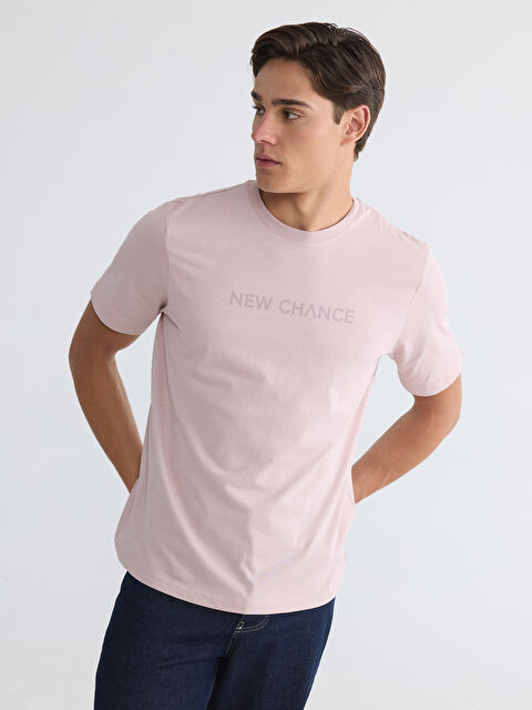 LCWAIKIKI Classic Bisiklet Yaka Baskılı Erkek Penye Tişört