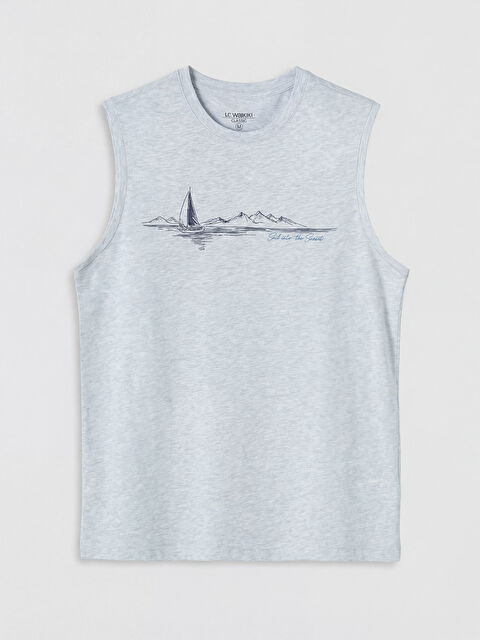 LCWAIKIKI Classic Bisiklet Yaka Baskılı Erkek Kolsuz Tişört