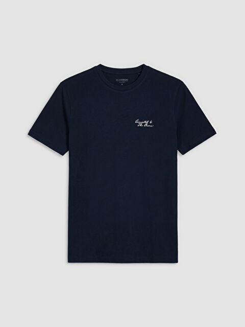 LCWAIKIKI Classic Bisiklet Yaka Nakışlı Erkek Tişört