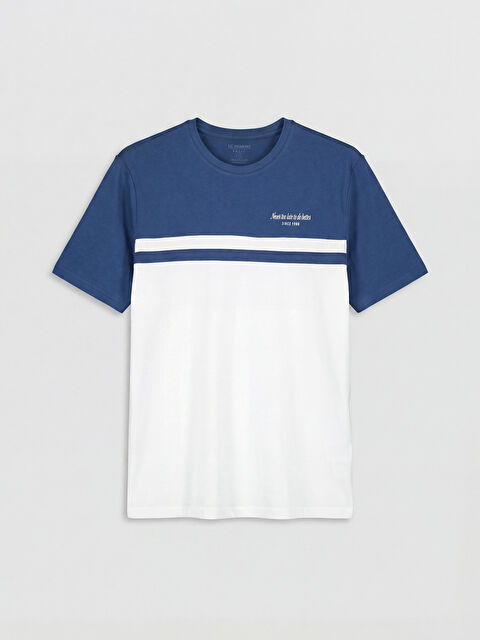 LCWAIKIKI Classic Bisiklet Yaka Renk Bloklu Penye Erkek Tişört