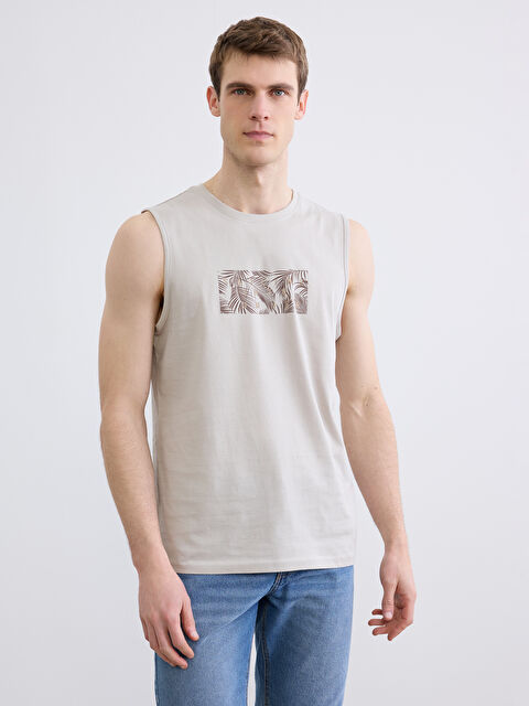 LCWAIKIKI Classic Bisiklet Yaka Baskılı Penye Erkek Kolsuz Tişört - S6HA48Z8-SNE