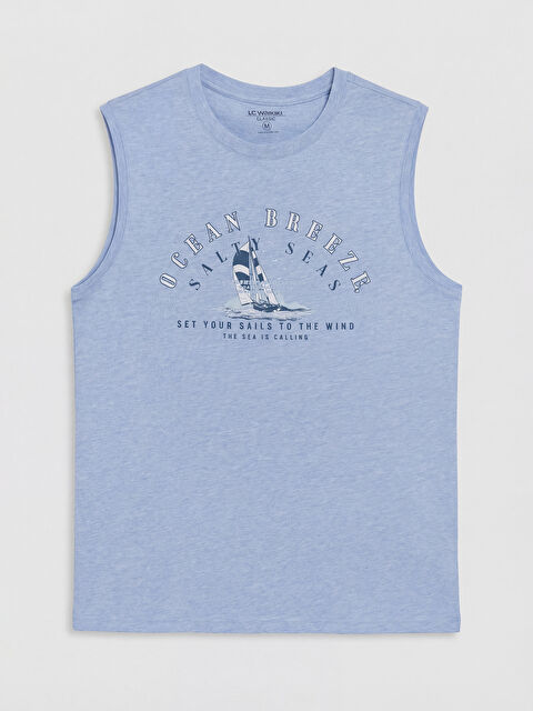 LCWAIKIKI Classic Bisiklet Yaka Baskılı Erkek Kolsuz Tişört