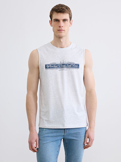 LCWAIKIKI Classic Bisiklet Yaka Kolsuz Baskılı Erkek Tişört - S6HA53Z8-DFL