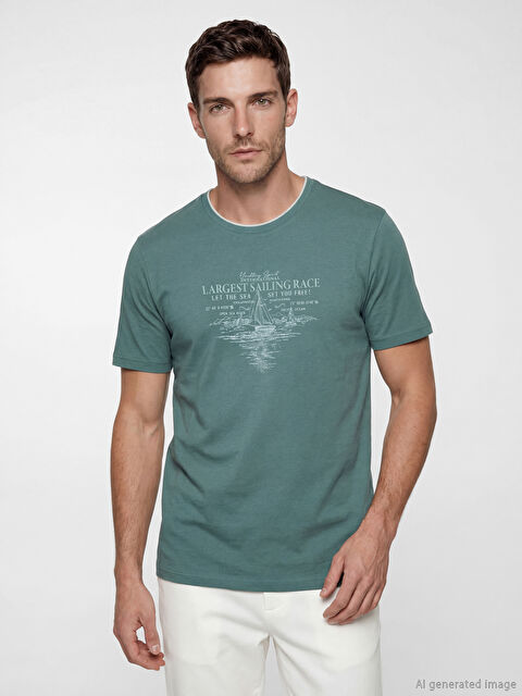 LCWAIKIKI Classic Bisiklet Yaka Penye Erkek Tişört