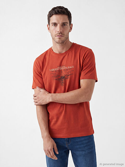 LCWAIKIKI Classic Bisiklet Yaka Penye Erkek Tişört