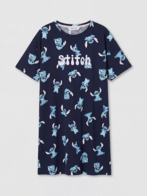 LCW Young Bisiklet Yaka Stitch Baskılı Kadın Gecelik