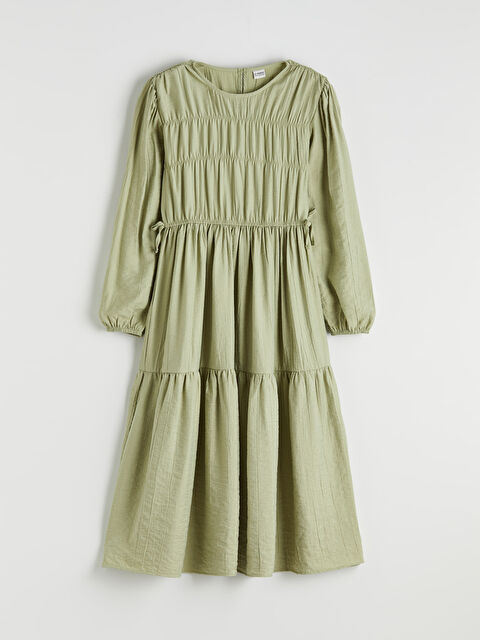 LCW Kids Bisiklet Yaka Büzgülü Kız Çocuk Elbise - S6HA96Z4-FLD