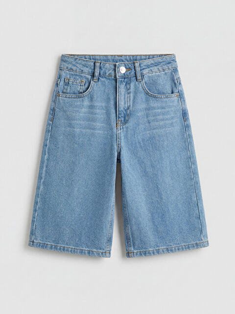 LCW Kids شورت جينز برمودا بقصة ملائمة للبنات - S6HB47Z4-V2T