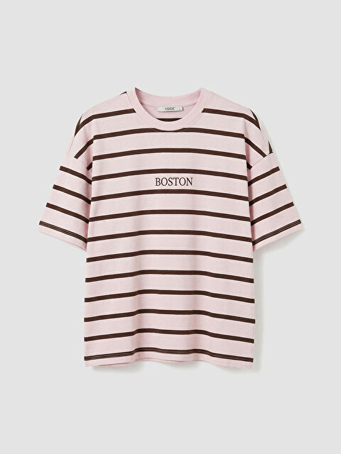 XSIDE Boston Baskılı Oversize Kadın Tişört - S6HC62Z8-LHF