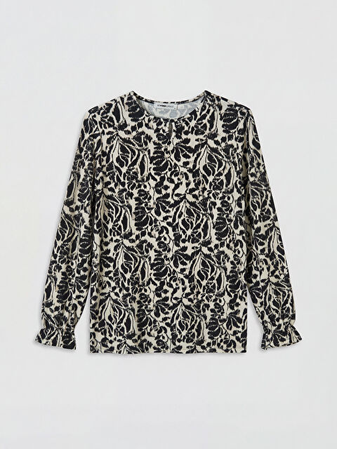LCW Grace Bisiklet Yaka Desenli Bluz