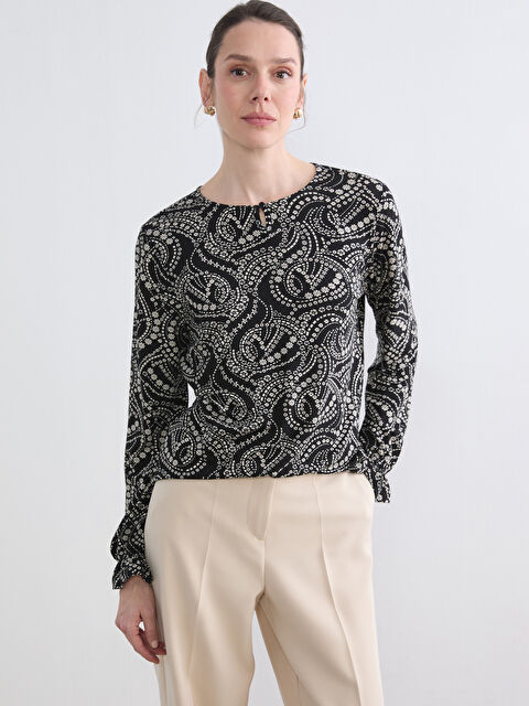 LCW Grace Bisiklet Yaka Desenli Bluz - S6HC90Z8-LQJ