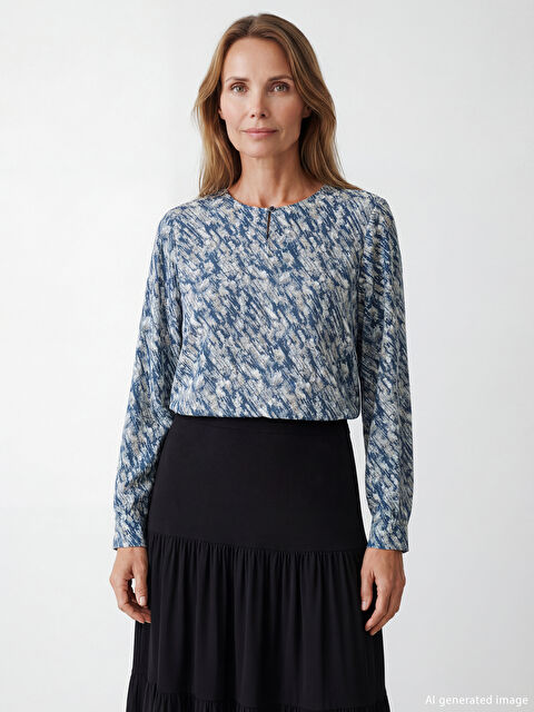 LCW Grace Bisiklet Yaka Desenli Bluz	 - S6HC90Z8-LQQ