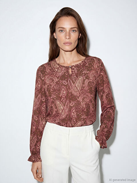 LCW Grace Bisiklet Yaka Desenli Bluz	 - S6HC90Z8-LQY