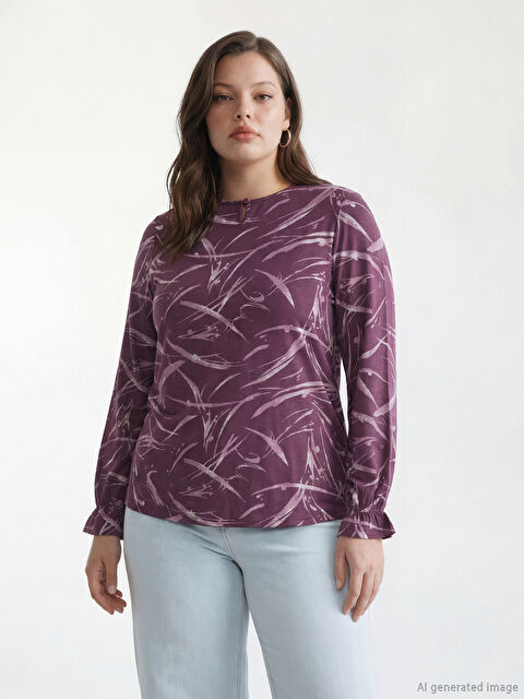 LCW Grace Bisiklet Yaka Desenli Bluz	