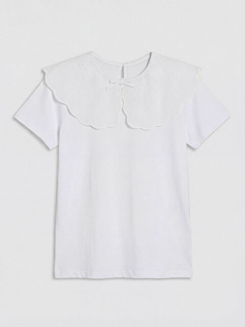 LCW Kids Bebe Yaka Fiyonklu Kız Çocuk Tişört