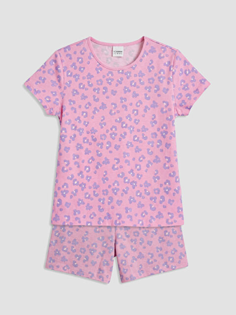 LCW Kids Момиче Розово Къс пижамен комплект