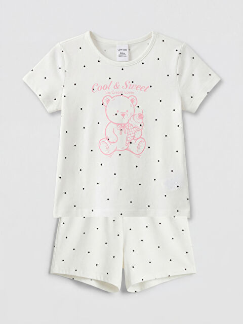 LCW Kids SVETLO BEŽ Kratka pidžama komplet Devojka