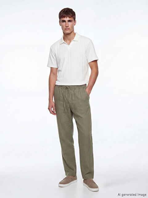 LCW Vision بنطلون رجالي بقصة عادية بمظهر الكتان