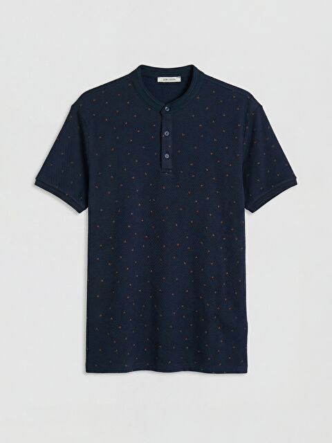 LCW Vision Grandad Collar Patterned Men's T-Shirt