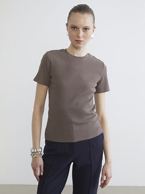 LCW EVERYDAY Женщины Коричневый Футболка - S6HE35Z8-H3Z