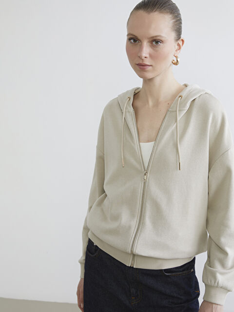 LCW EVERYDAY Әйелдер сұр Сыдырмасы бар свитшот - S6HE37Z8-G6E