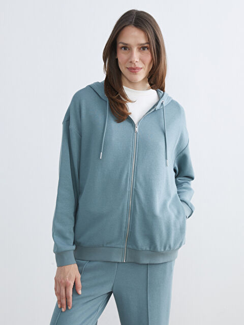 LCW EVERYDAY Женщины Голубой Толстовка на молнии - S6HE37Z8-H1Y