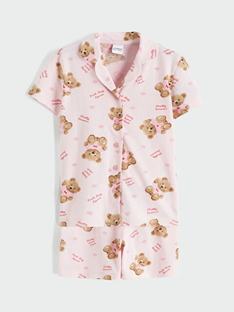 LCW Kids Ayıcık Baskılı Kız Çocuk Şortlu Pijama Takımı