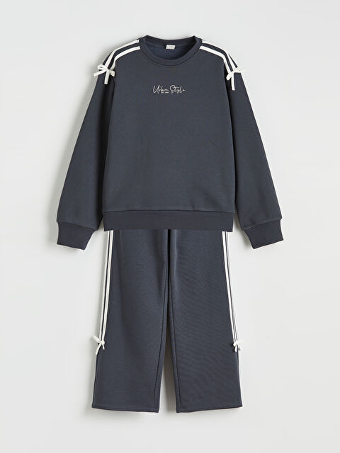 LCW Kids Bisiklet Yaka Fiyonk Detaylı Kız Çocuk Sweatshirt ve Eşofman Altı - S6HE51Z4-HJV