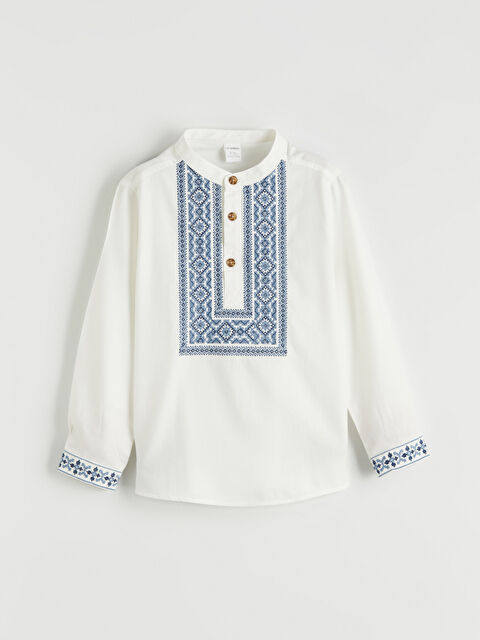 LCW Kids Hakim Yaka Erkek Bebek Nakışlı Poplin Gömlek - S6HE54Z1-Q6K