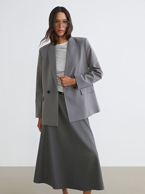 LCW Vision Woman GREY Blazer Jacket - S6HF80Z8-CT3