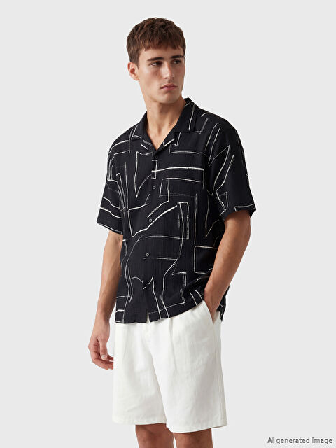 LCW Vision Regular Fit Baskılı Erkek Dokulu Gömlek