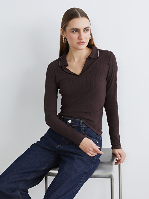 LCWAIKIKI Classic Polo Yaka Fitilli Kadın Tişört - S6HG19Z8-JR3