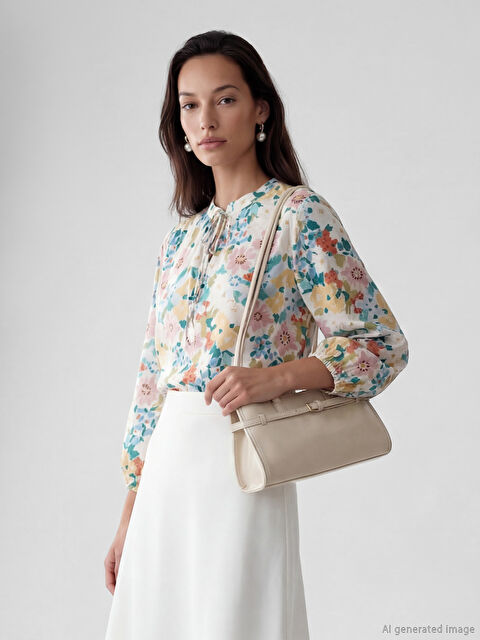 LCW EVERYDAY بلوزة نسائية مزينة بربطة عنق مزهرة - S6HG69Z8-F9C