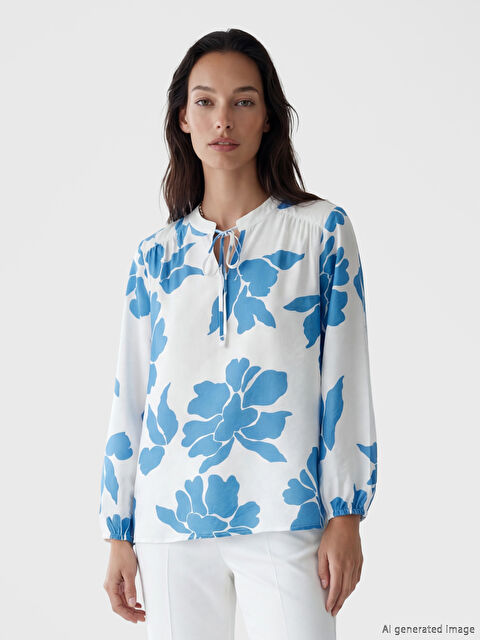 LCW EVERYDAY بلوزة نسائية مزينة بربطة عنق مزهرة - S6HG69Z8-LQQ