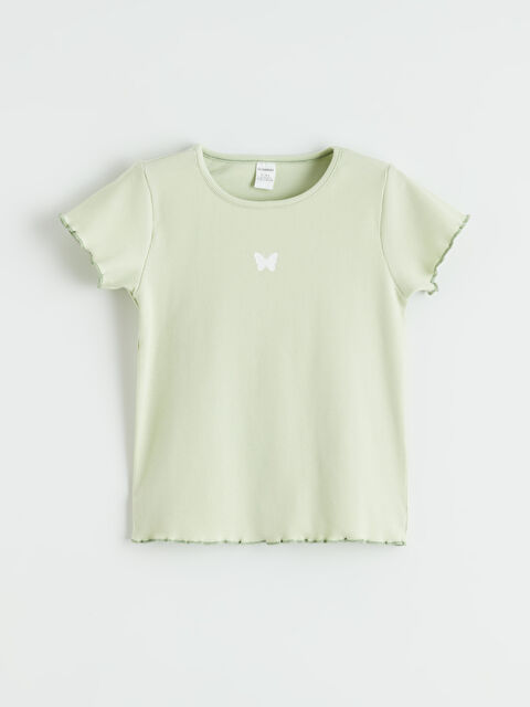 LCW Kids Girl GREEN T-Shirt - S6HG95Z1-DNS