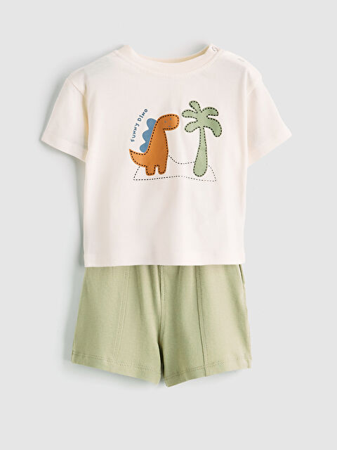 LCW baby Dinosaur Print Baby Boy Tee and Shorts Set - S6HI36Z1-FRC