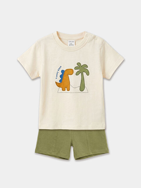 LCW baby Dinosaur Print Baby Boy Tee and Shorts Set - S6HI36Z1-FRC