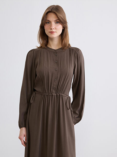 LCW STUDIO Hakim Yaka Büzgülü Belden Oturtmalı Elbise - S6HI89Z8-ZPE