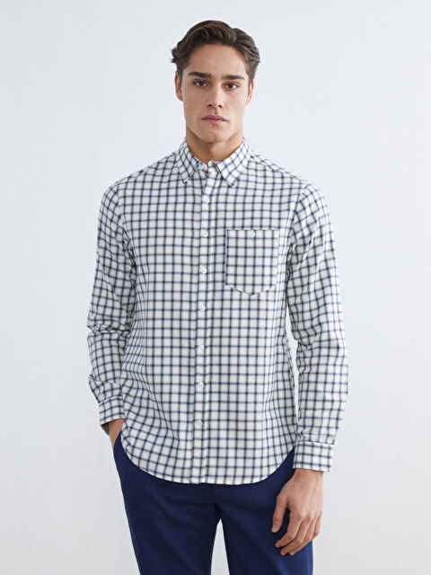 LCWAIKIKI Classic Regular Fit Plaid Gabardine Men's Shirt - S6HJ20Z8-LKQ