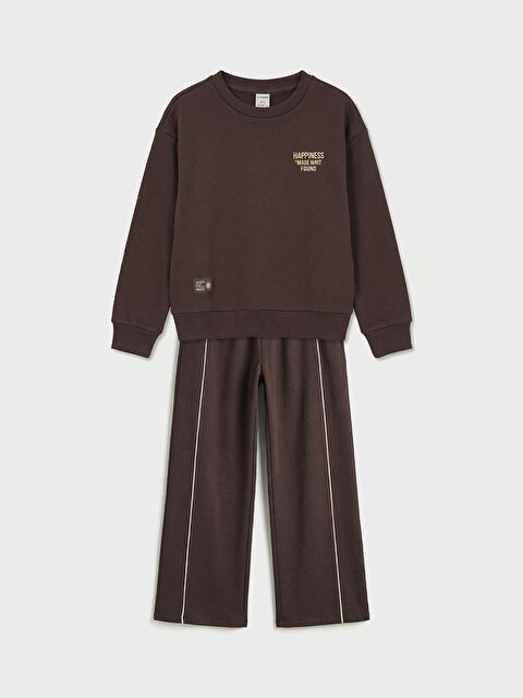 LCW Kids Bisiklet Yaka Kız Çocuk Kalın Sweatshirt ve Eşofman Altı - S6HJ25Z4-HKM