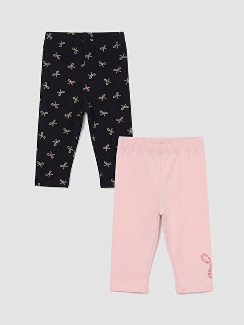 LC WAIKIKI Fiyonk Baskılı Kız Çocuk Tayt 2'li - S6HK16Z1-QWL