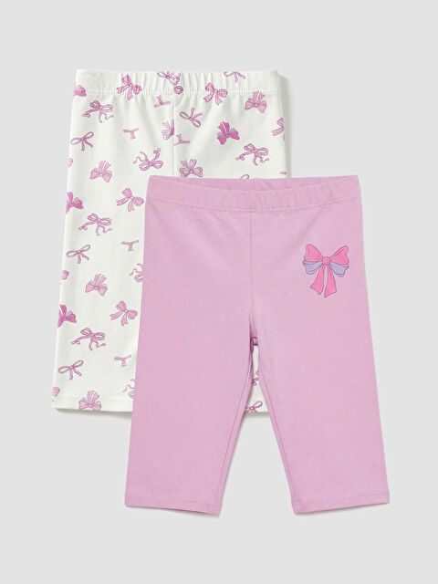 LCW ECO Fiyonk Baskılı Kız Çocuk Tayt 2'li - S6HK20Z1-QY9