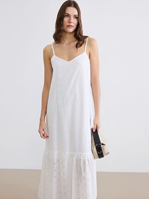 LCW Comfort İp Askılı A Kesim Brode Elbise