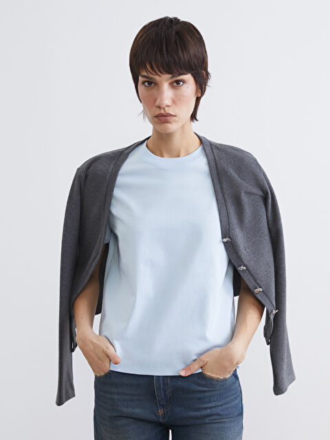 LCW Vision Bisiklet Yaka Kadın Tişört	 - S6HL27Z8-QWQ