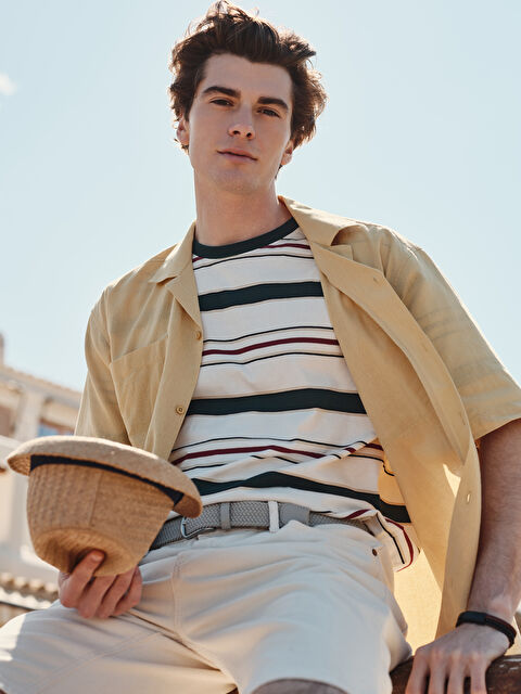 XSIDE Bisiklet Yaka Çizgili Erkek Tişört